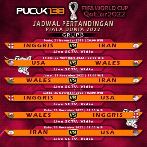 Jadwal Pertandingan Piala Dunia Grup B Ft Pucuk World Cup