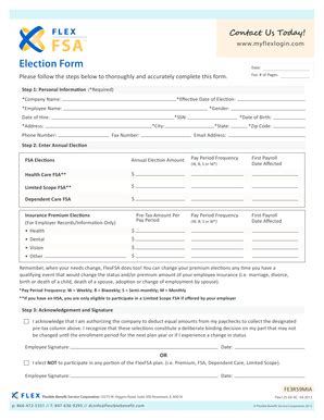 Fillable Online FSA Election Form Flex Plans Flex General Agency