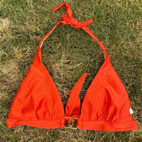 Burnt Orange Polka Dot Triangle String Bikini By Chynna Dolls Swimwear