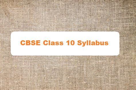 Cbse Class 10 Syllabus 2024 25 All Subjects New Syllabus Pdf