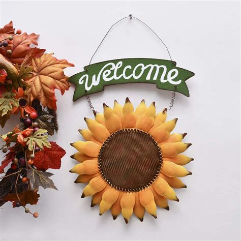 Metal Sunflower Welcome Sign Yk Decor