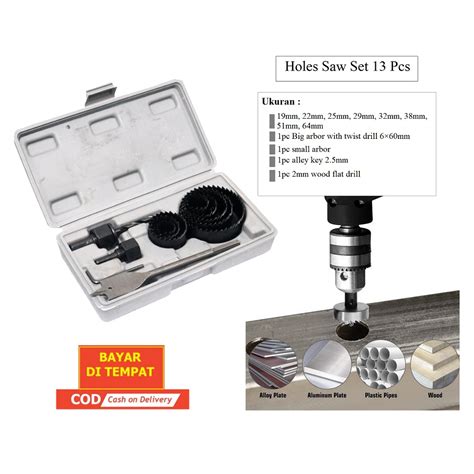 Jual Hole Saw Kit Set 13 Pcs 11 Pcs Mata Bor Kayu Pelubang Pipa Set