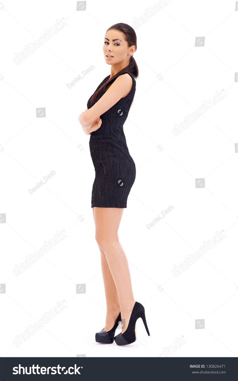 Sexy Brunette Model Posing On White Full Body Studio Portrait Stock Photo Shutterstock
