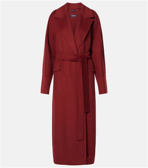 Malika Virgin Wool Wrap Coat In Red S Max Mara Mytheresa