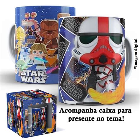 Caneca De Porcelana Caixinha Presente 325ml Star Wars Funko