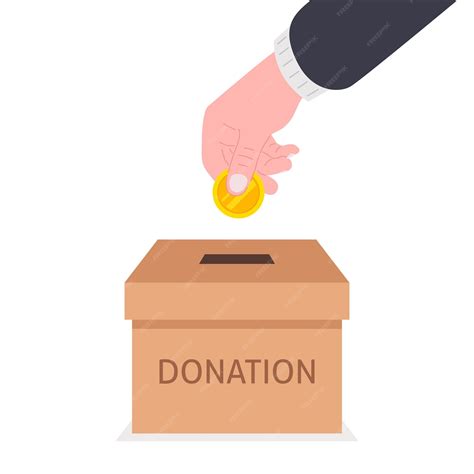 Premium Vector Man Throws Gold Coin In A Box For Donations Donation