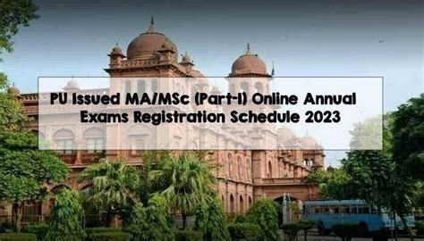 PU Issued MA MSc Part I Online Annual Exams Registration Schedule 2023