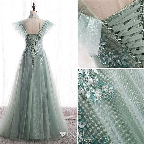 Vintage Retro Sage Green Prom Dresses A Line Princess 2020 Scoop