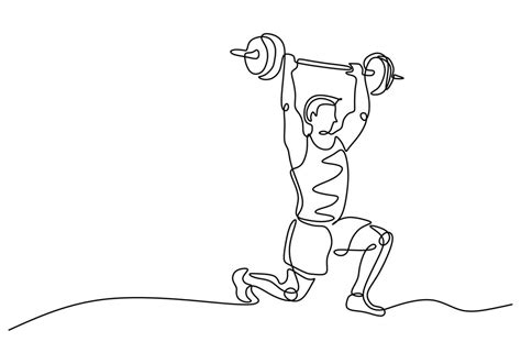 Weight Training Drawing Fitness People Sport Continuous Line Art