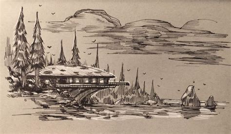 ‪Black and white inks on toned paper- quick landscape sketch. I try to mix up techniques and ...