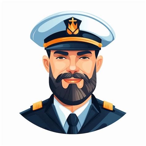 Vector Captain Illustration Ship Sea Design Uniform Hat Sailor Marine