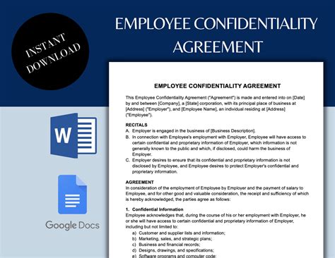 Employee Confidentiality Agreement Confidentiality Contract Etsy