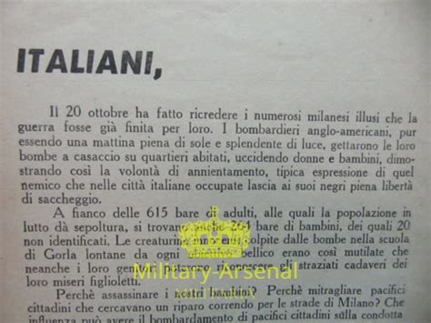 Volantino Di Propaganda Rsi Repubblica Sociale Italiana Strage Di Gorla