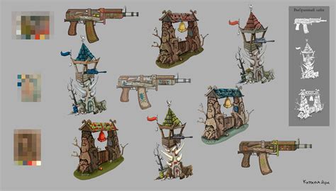 ArtStation - Варианты игровых объектов в разных цветовых гаммах