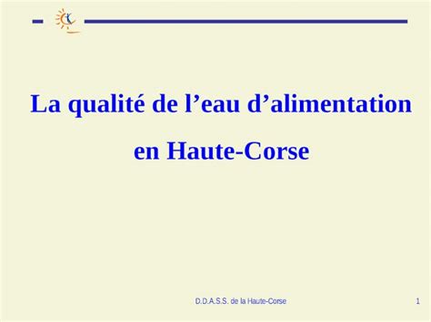 Ppt D D A S S De La Haute Corse La Qualit De Leau Dalimentation En