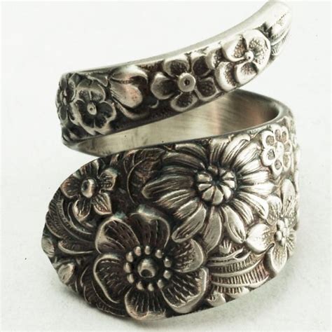 Antique Stieff Floral Sterling Silver Spoon Ring Made In Your Etsy