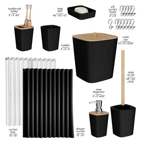 Virtu 20 Piece Bamboo Bathroom Sets Black Bathroom Accessories Set For