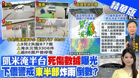 【劉又嘉報新聞】凱米最新死傷數據曝 全台9死2失蹤877人傷｜災情還未完鄭明典示警兩大氣流相遇移入 精華版 中天電視ctitv