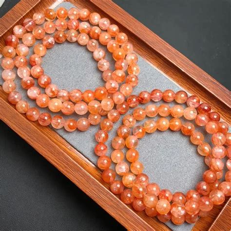 7 8MM Natural Red Fire Quartz Hematoid Triple Circle Bracelet Fashion