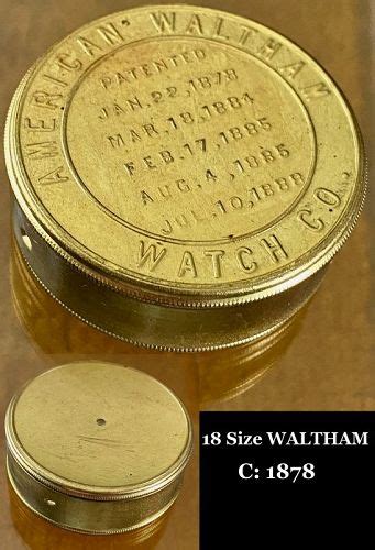 American Waltham Watch Co Movement Gilt Tin Size Item