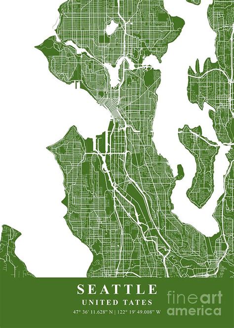 Seattle United States Moss Plane Map Photograph By Tien Stencil Pixels