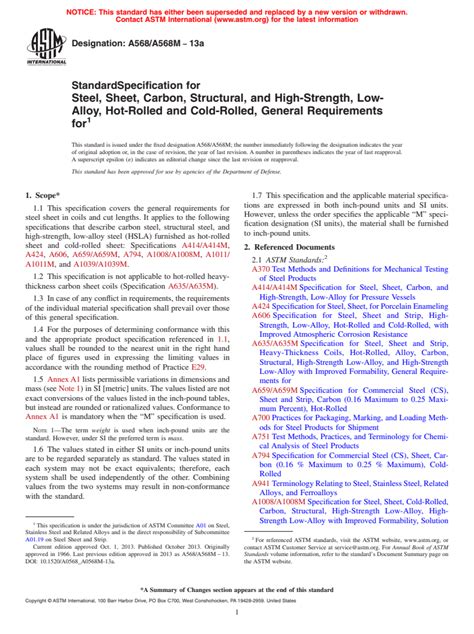 Astm A A M A Standard Specification For Steel Sheet Carbon