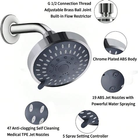 1pc High Pressure Shower Head 5 Modes With Strong Spray Bathroom