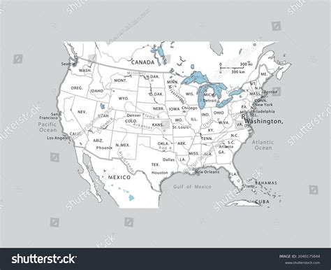 Usa Map Name Countriesunited States America Stock Vector Royalty Free 2040175844 Shutterstock