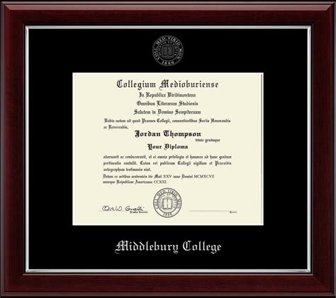 Middlebury College Silver Embossed Diploma Frame in Gallery Silver ...