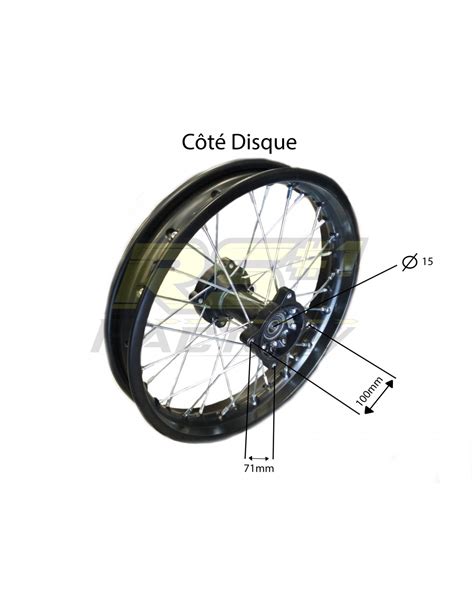 Jante arrière acier Dirt bike 14 pouces axe de roue diamètre 15mm