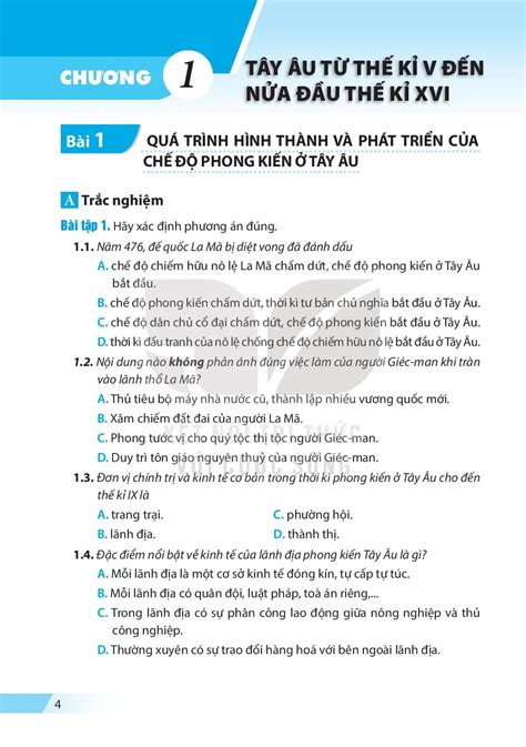 Sbt Scan Bài 1 Quá Trình Hình Thành Và Phát Triển Của Chế độ Phong Kiến ở Tây âu Sách Bài