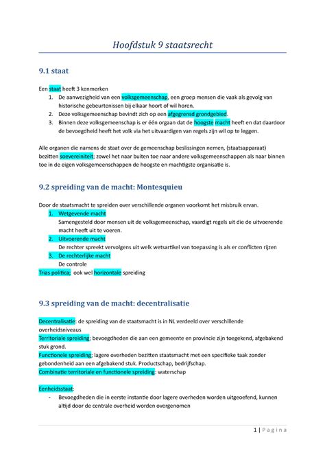 Publiekrecht Samenvatting Hoofdlijnen Nederlands Recht Hoofdstuk