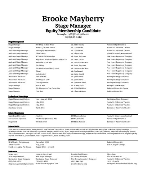 Stage Manager Resume