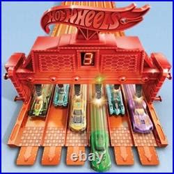 Car Track Set Hot Wheels Super 6 Lane Raceway Track Super Race Cars Playset Set Fold Up NIB