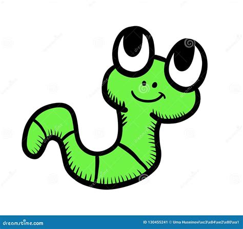 Adorable Green Worm Doodle Stock Illustration Illustration Of Isolated