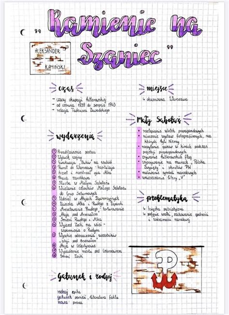 Kamienie Na Szaniec Notatka 1 School Organization Notes School