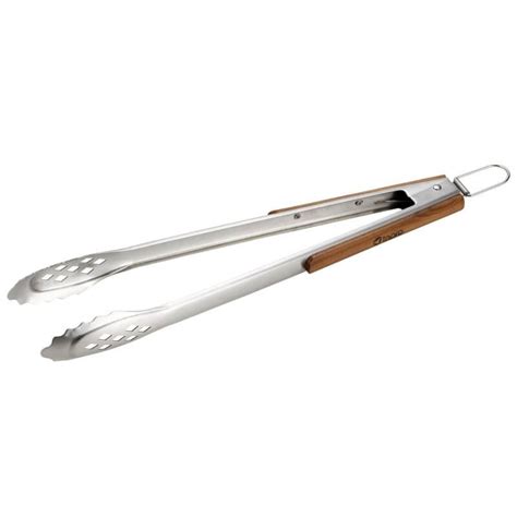 Premium Bbq Grill Tongs In Stainless Steel With Wood Handle