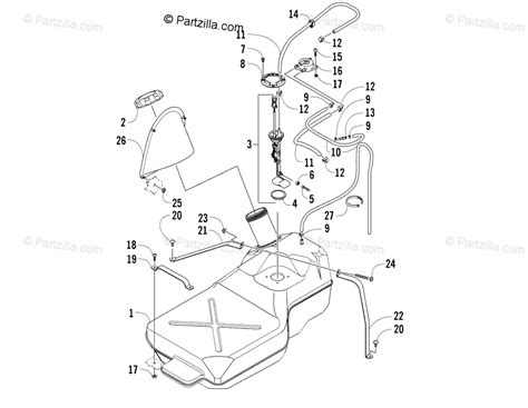 Arctic Cat Side By Side Oem Parts Diagram For Gas Tank Assembly