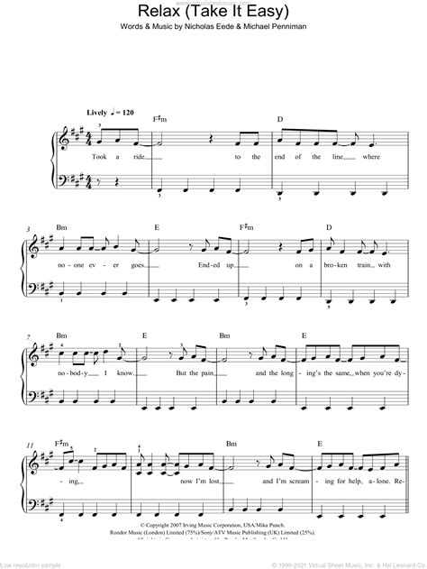 Mika Relax Take It Easy Sheet Music For Piano Solo Pdf