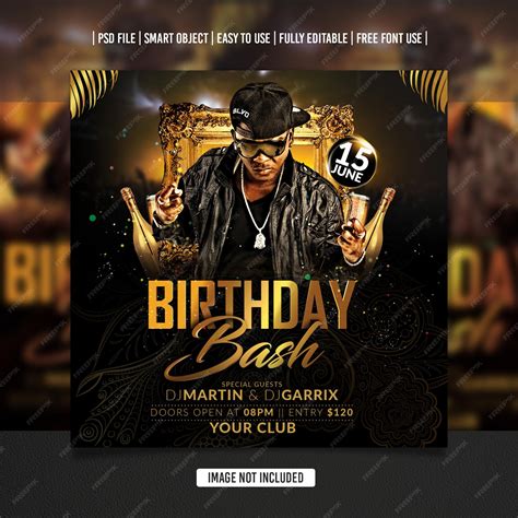 Premium Psd Birthday Dj Party Flyer Social Media Post Template