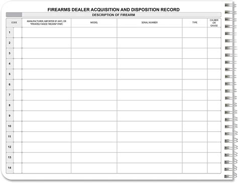 Firearms Acquisition And Disposition Aandd Gun Log Book Atf Gun Logbook