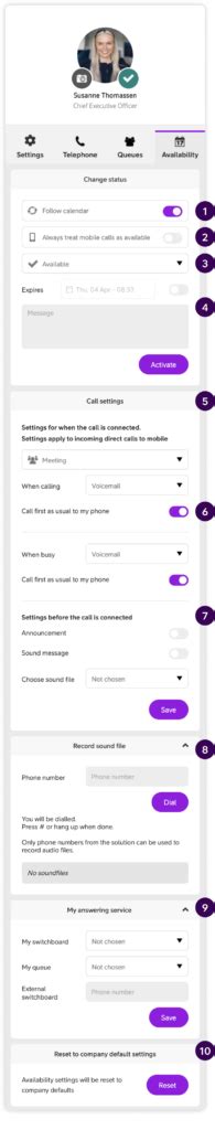 My Profile Availability Telia Smart Connect