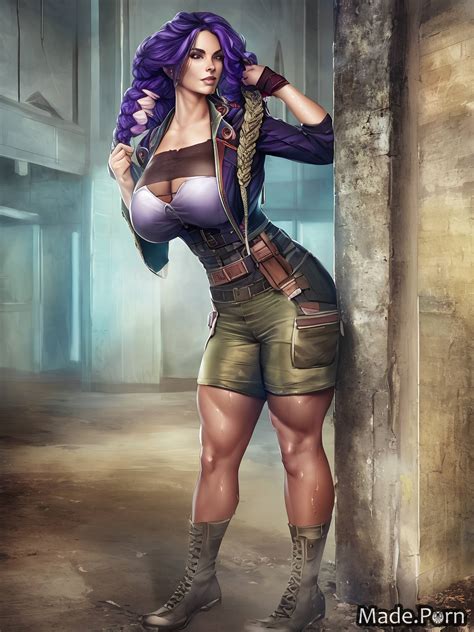 Porn Image Of Digital Art Sweat Canadian Purple Hair Thick Short Created By AI