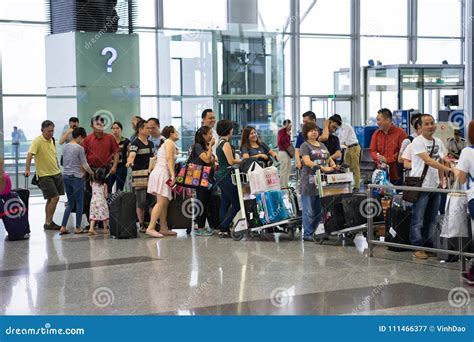 Hanoi Vietnam Apr 29 2016 Queue Of Asia Passengers In Line At