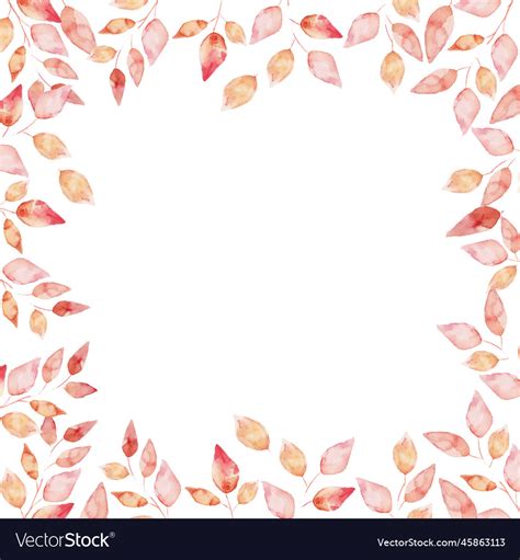 Autumn Watercolors Leaves Border Isolated Vector Image