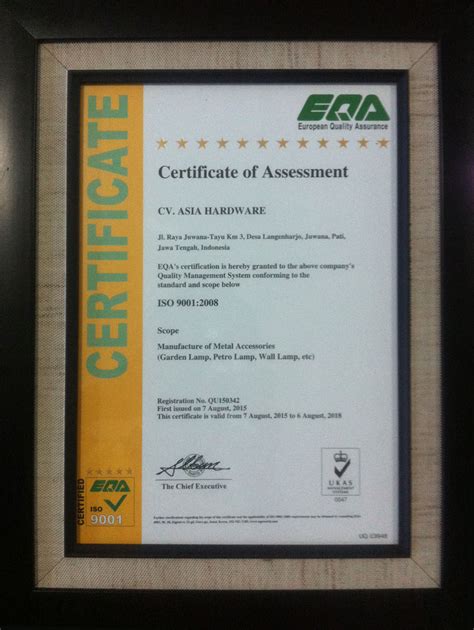 European-Quality-Assurance-certification – Metal Furniture Manufacturer