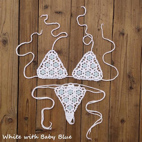 Color Hand Crochet Sunbathing Mini Bikini Applique Women Sexy Micro