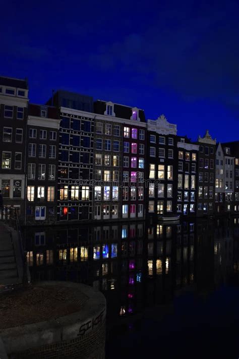 Amsterdam Central Houses by Nighttime Stock Photo - Image of central ...