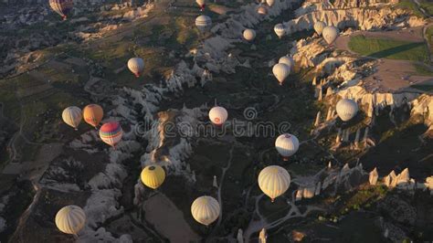 Aerial View Hot Air Baloons In Turkey K Stock Video Video Of