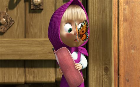 Masha And The Bear Butterfly Hd Wallpaper Backgrounds